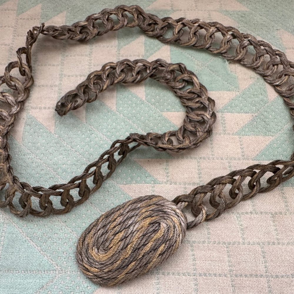 Vintage Two Color Gold Tone and Silver Metal Braided Rope Belt - Made in Greece